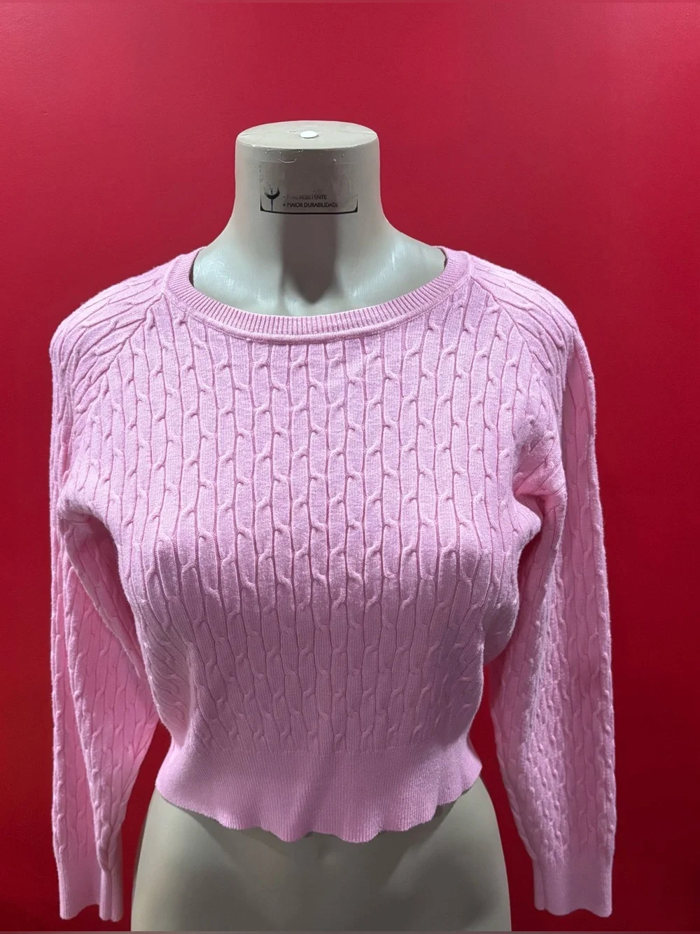 Daisy Pink Cable-Knit Scoop Neck Sweater